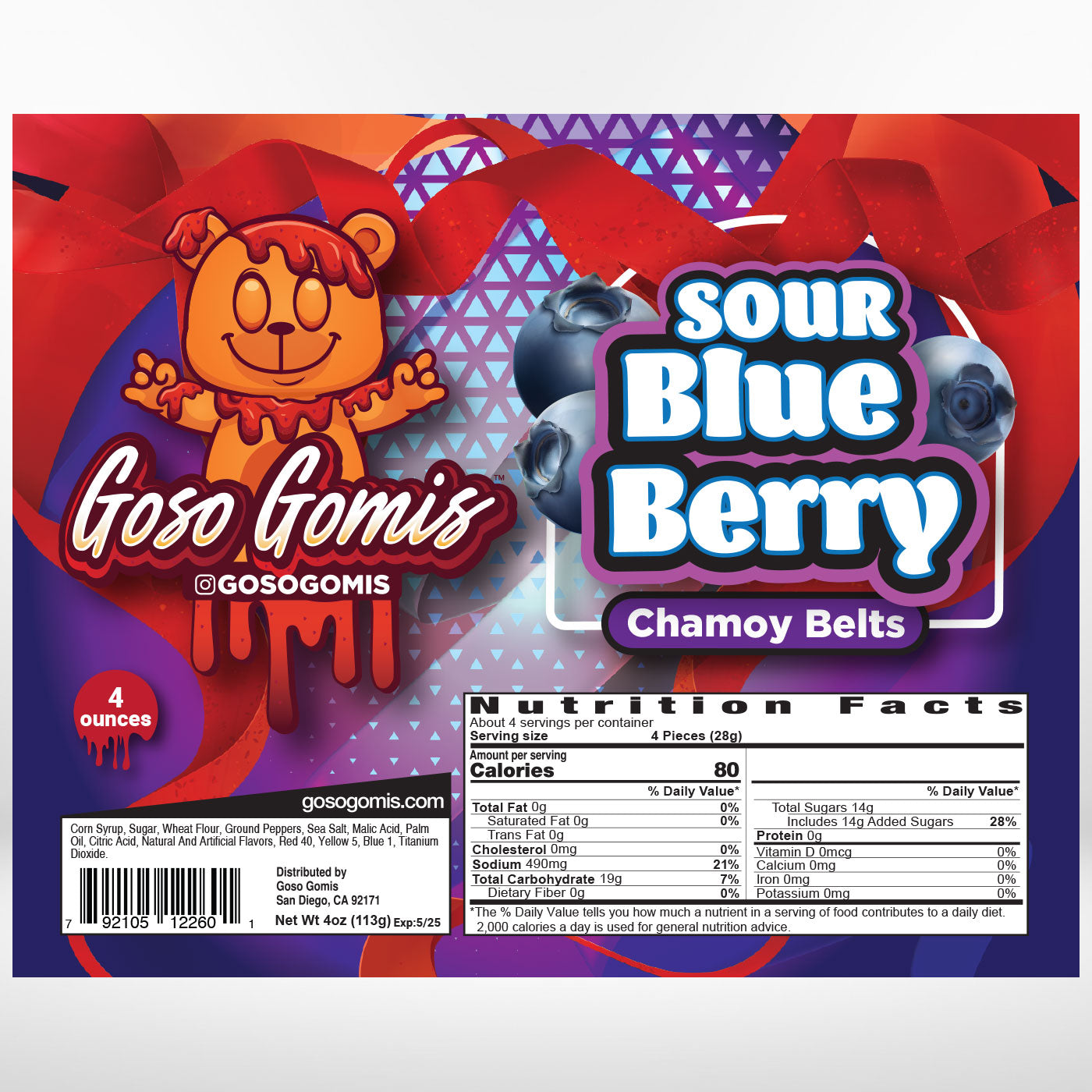 Sour Blueberry Chamoy Belts